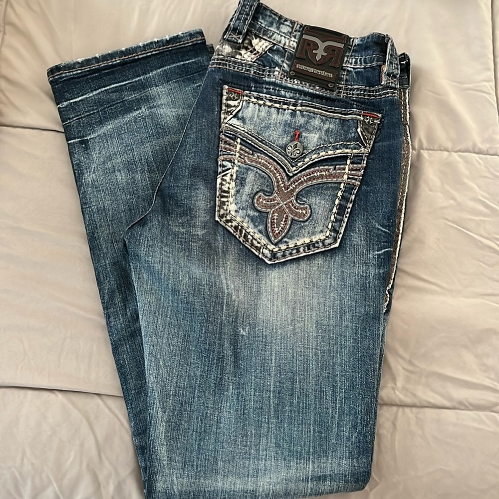 Men’s rock revival jeans. Style:Kort